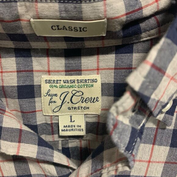 J. Crew Mens Classic Long Sleeve Plaid Organic Cotton Button Up Shirt L Outdooor - Picture 3 of 6